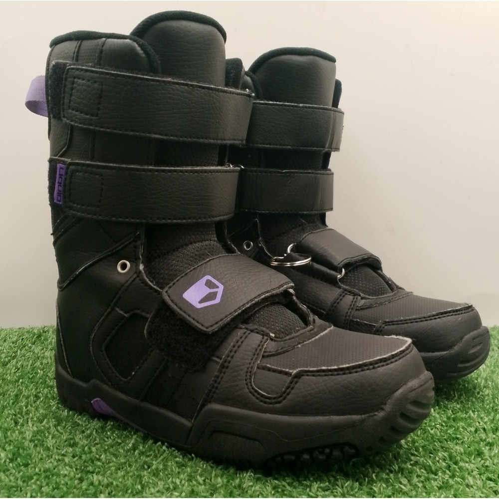 LIQUID Mini Cirrus Snowboard Boots Youth Size 6 Black Purple Snow Shoes Straps